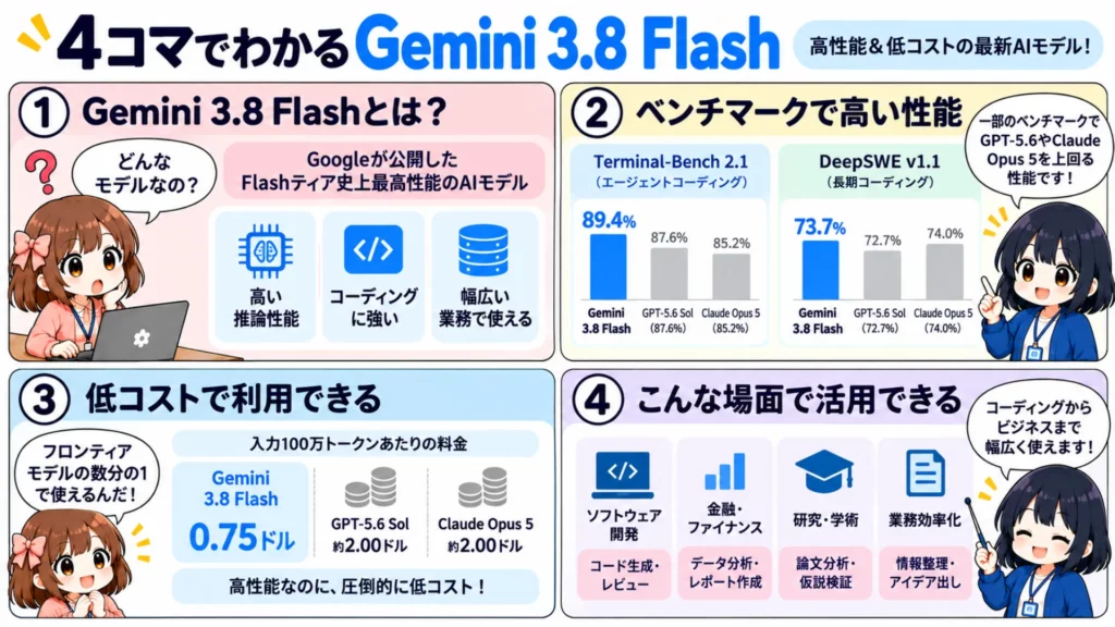 【Gemini 3.8 Flash】6週間で3度目のFlash更新!Flashなのにフロンティア級の性能・料金・使い方を徹底解説