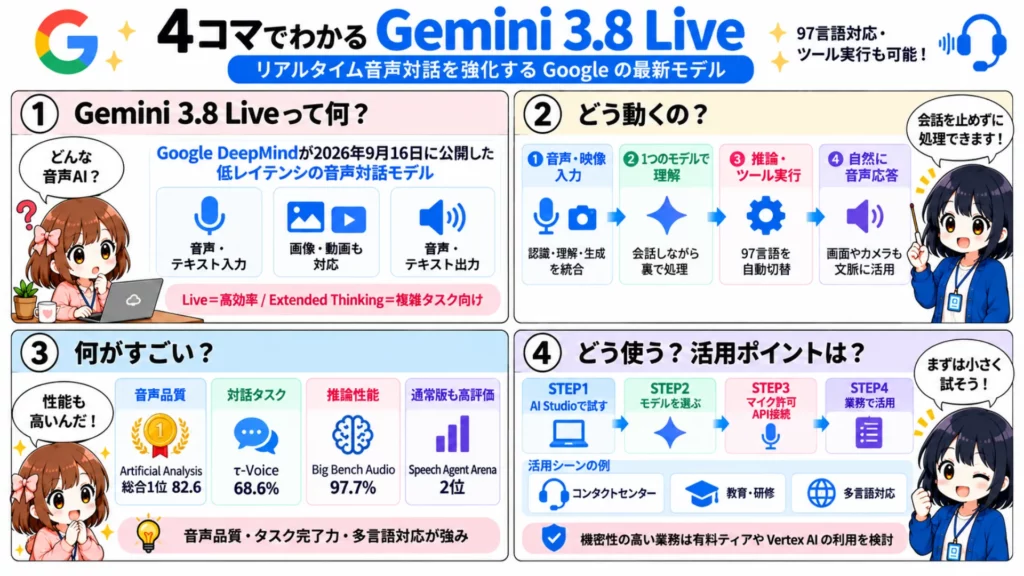 【Gemini 3.8 Live & Extended Thinking】音声AIの常識を覆すGoogleのリアルタイム対話モデルの性能・使い方を徹底解説