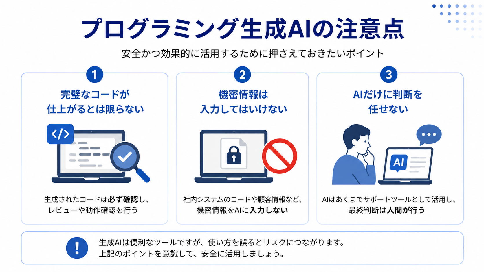 プログラミング生成AIを利用する際の注意点