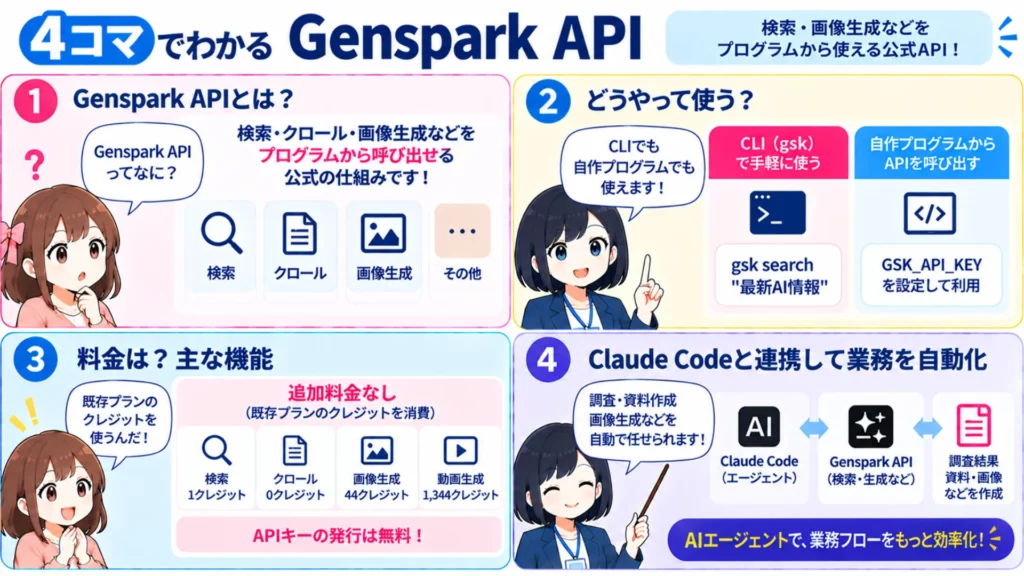 Genspark APIとは?キー取得・料金からClaude Code連携まで解説