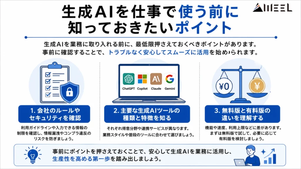生成AIを仕事で使う前に知っておきたいポイント