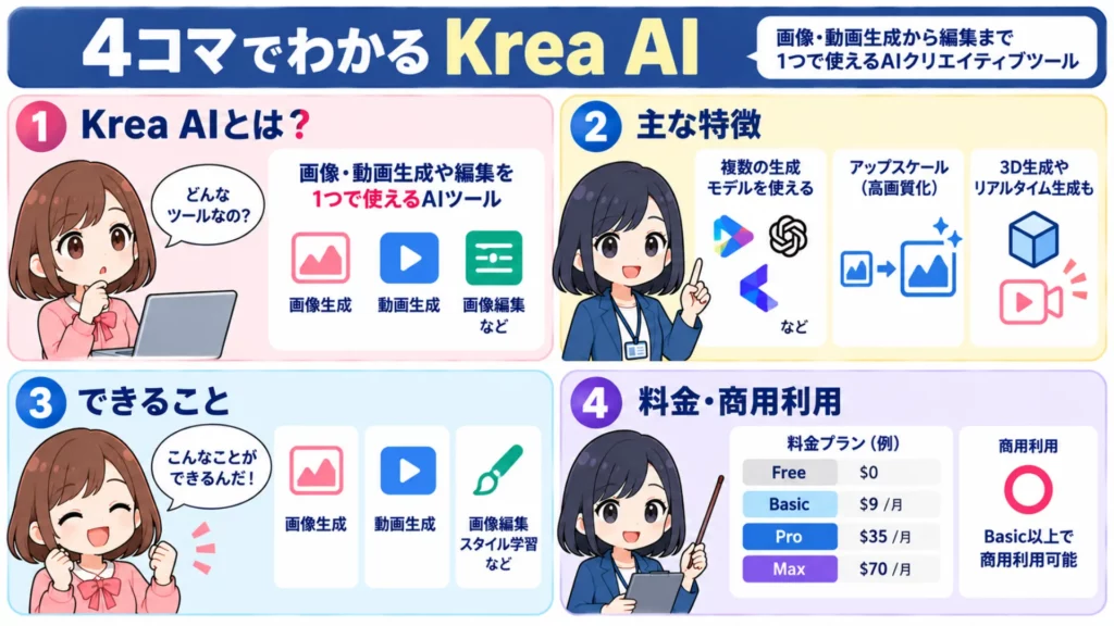 Krea AI（クレアAI）の使い方を徹底解説！商用利用・アップスケール方法まで