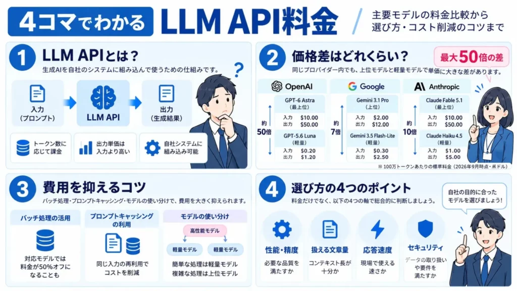 主要LLMのAPI料金比較!試算結果や選び方、コスト削減のテクニックを解説