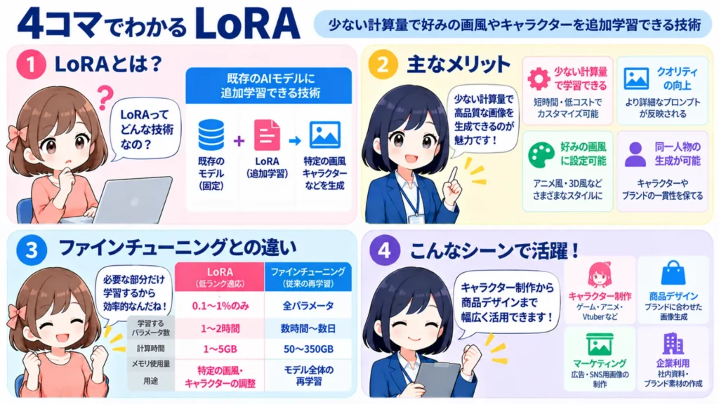 LoRAの仕組み・使い方を解説！Stable Diffusionへの導入方法や活用事例も紹介