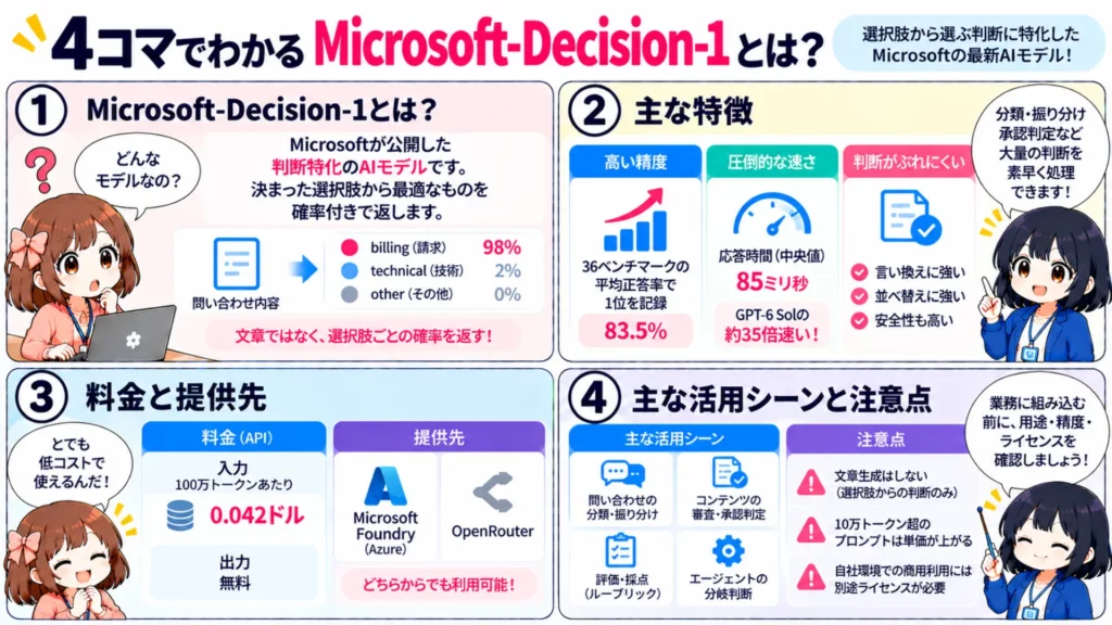Microsoft-Decision-1とは？判断特化AI使い方や性能を検証！Jevとの違いも解説