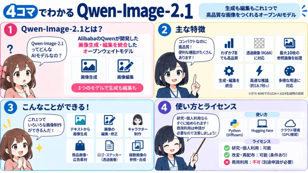 【Qwen-Image-2.1】7Bで透過画像も生成できるAlibabaの最新画像生成AIの使い方・性能を徹底解説