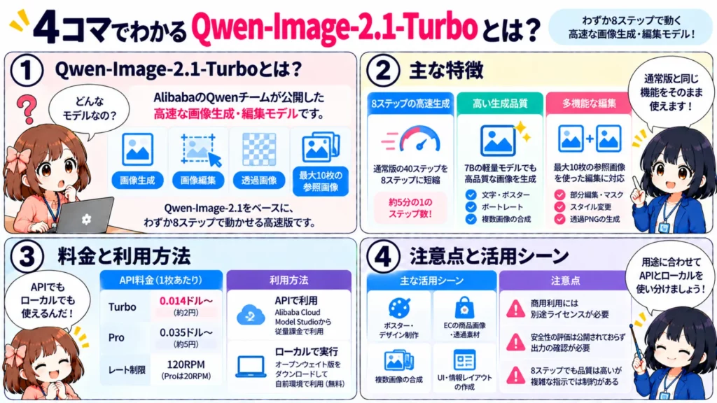 【Qwen-Image-2.1-Turbo】わずか8ステップで2K画像を生成!Alibaba最新モデルの使い方・料金・ライセンスを徹底解説