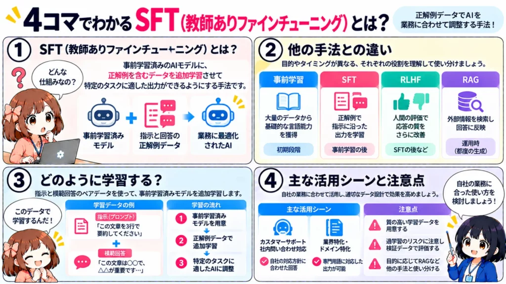 SFTとは？教師ありファインチューニングの仕組み・実践方法をわかりやすく解説