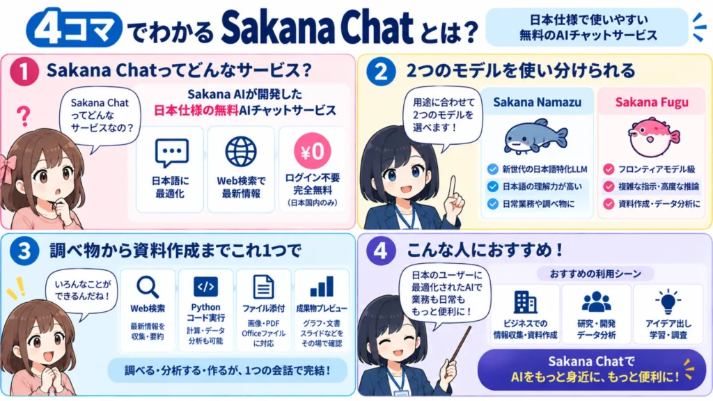 Sakana Chat(サカナチャット)とは?日本発の無料AIチャットの特徴・使い方・料金を解説