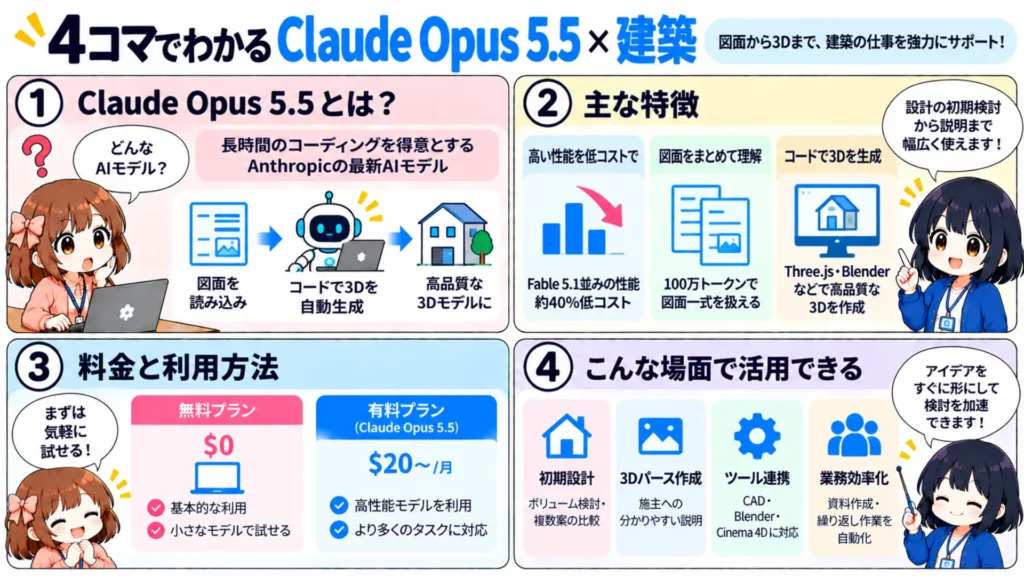 Claude Opus 5.5は建築で使える？Xで話題の3Dモデリング・図面読み取り事例と試し方を解説