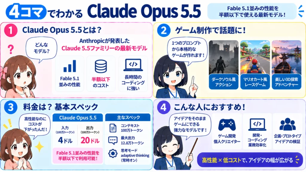Claude Opus 5.5でゲームは作れる?Xで話題の事例・プロンプト例・注意点を徹底解説