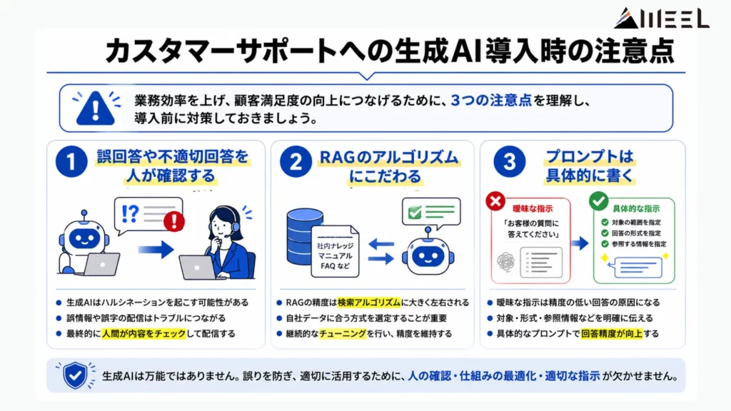 カスタマーサポートへの生成AI導入時の注意点