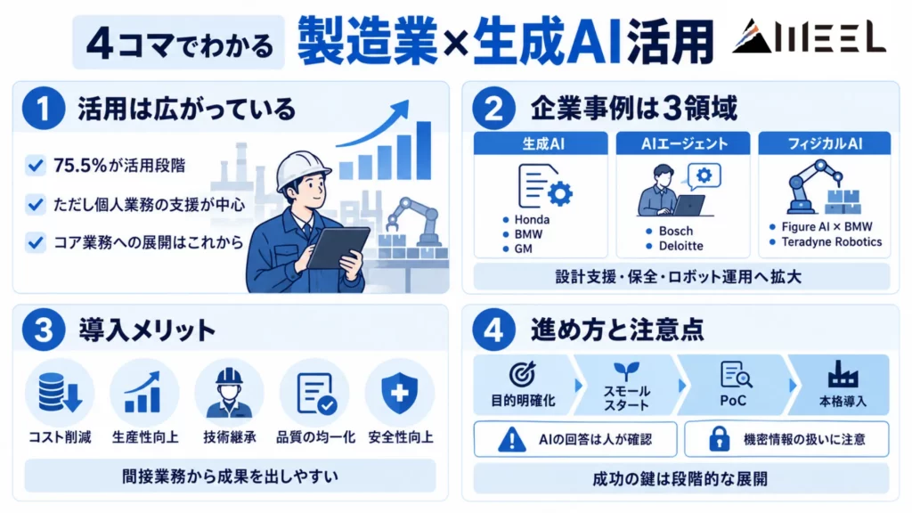 生成AIの製造業活用事例10選!メリット・導入ステップ・注意点まで徹底解説