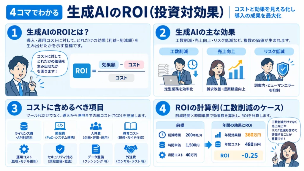 【投資をムダにしない】生成AIのROIを最大化する方法!投資対効果の考え方や計算方法も紹介