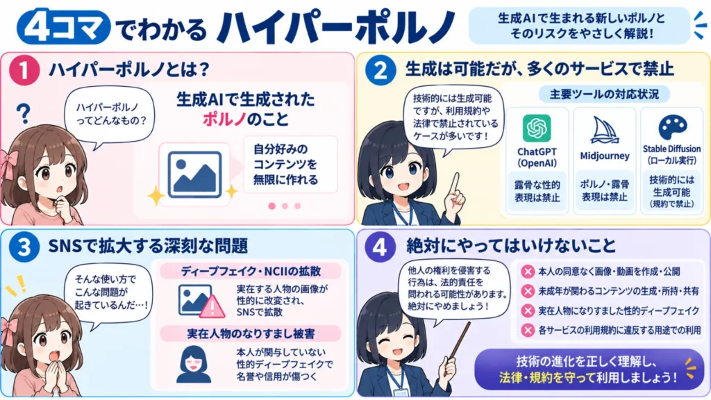 全世界の男子待望!生成AIでエロはどこまで可能?ハイパーポルノの仕組みと法的リスクを解説