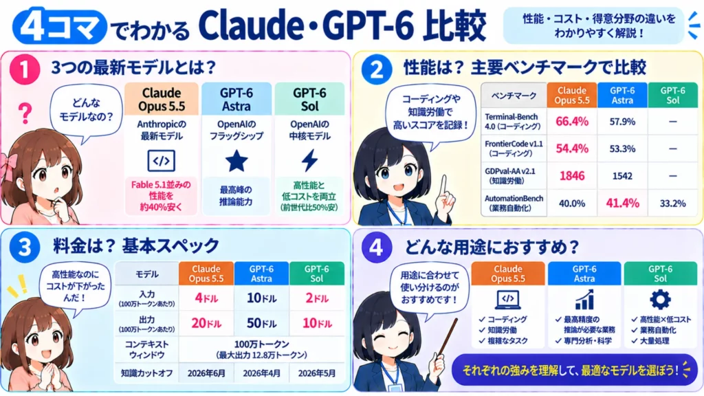 Claude Opus 5.5 vs GPT-6 Astra vs Sol|日本ユーザーの本音比較「結局どれをメインにする?」