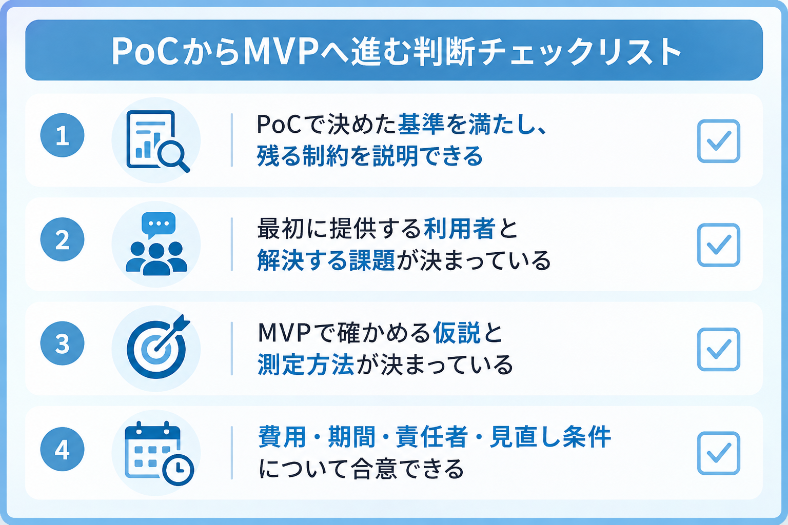PoCからMVPへ進む判断チェックリスト