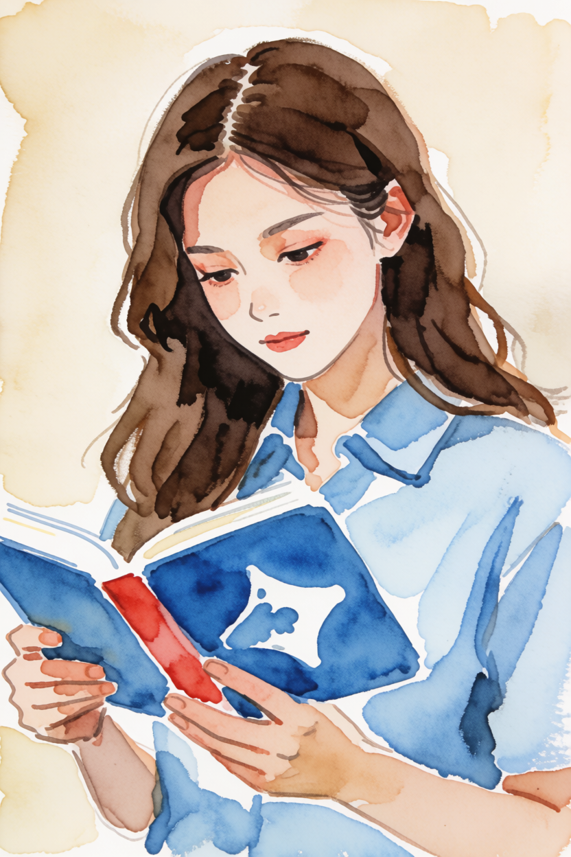 本を読んでいる女性