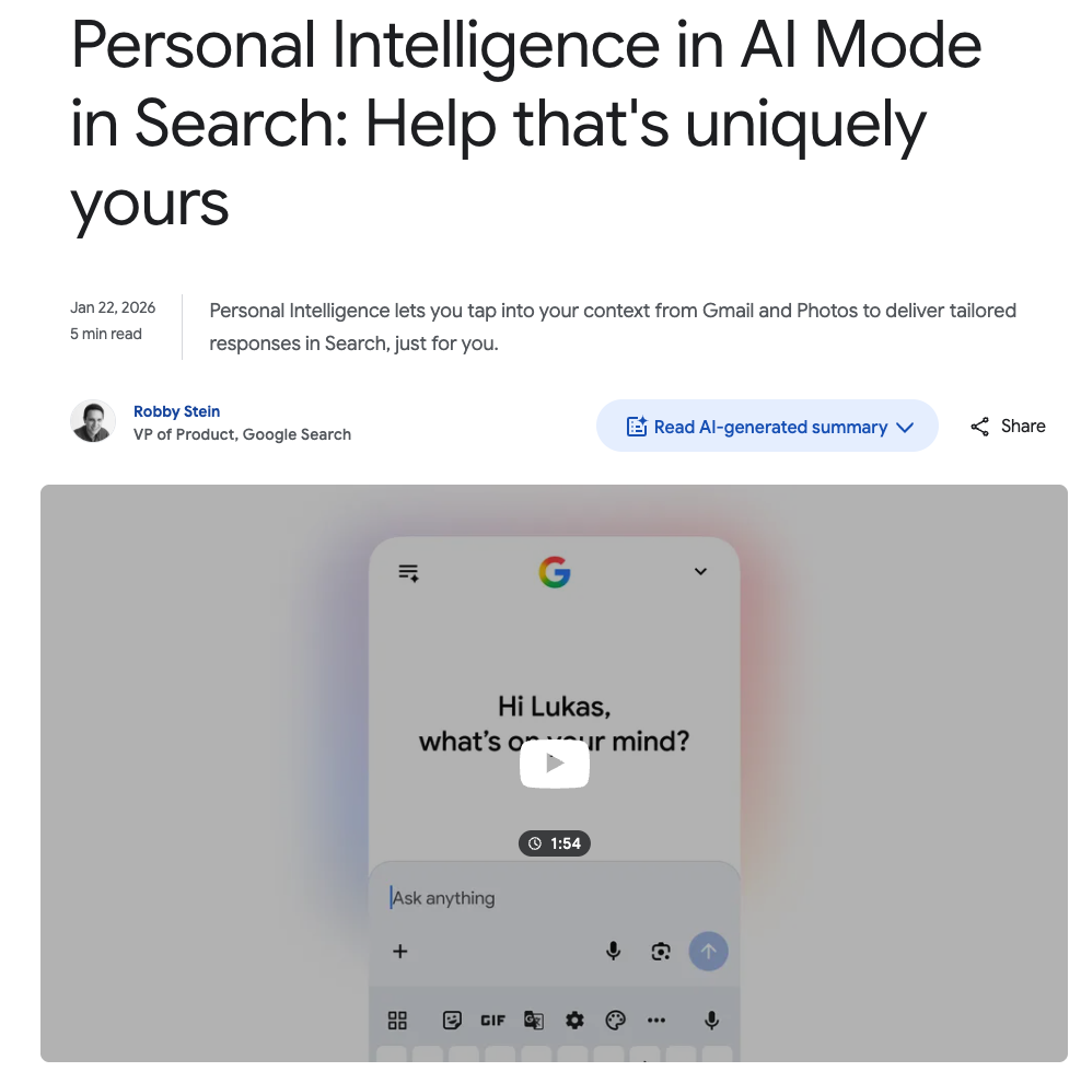 Personal Intelligence in Search
